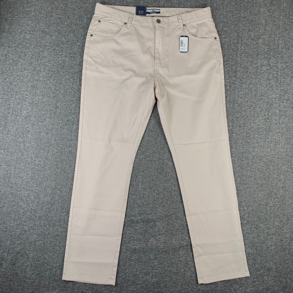 Johnnie O Pants Men 35x30 Atlas Stone Cream Chino Preppy Modern NEW